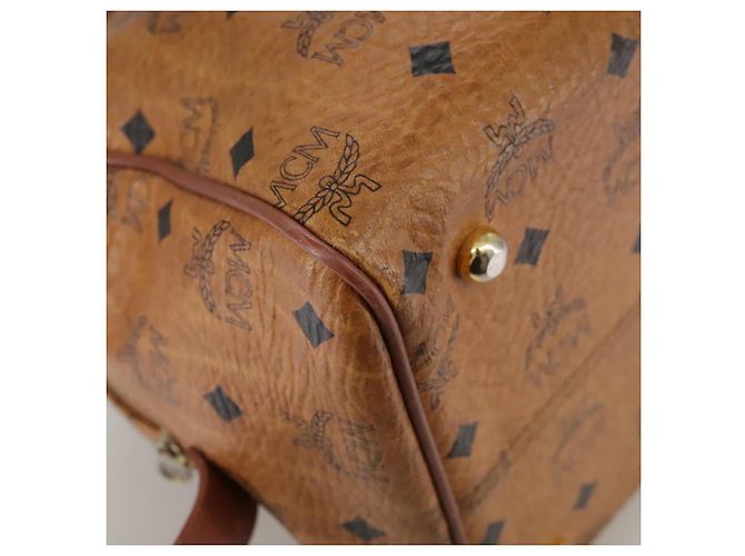 MCM Vicetos Logogram Mini Boston Bag in pelle PVC 2 vie marrone oro Auth ki5381 D'oro - vista 9