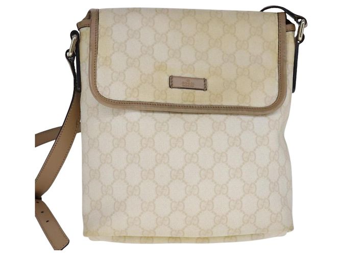 Gucci Borsa a spalla GG Supreme PVC Beige Oro 223666 Auth 108900 D'oro - vista 13