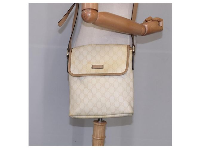 Gucci Borsa a spalla GG Supreme PVC Beige Oro 223666 Auth 108900 D'oro - vista 22