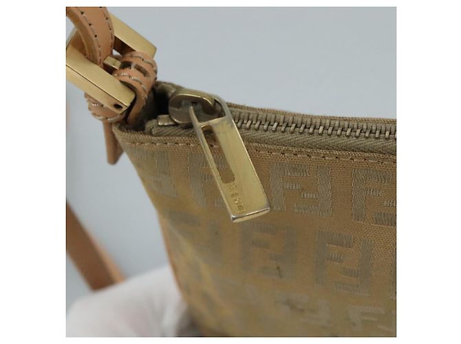 Borsa a spalla in tela Zucchino FENDI beige e oro Auth bs21960 D'oro - vista 10