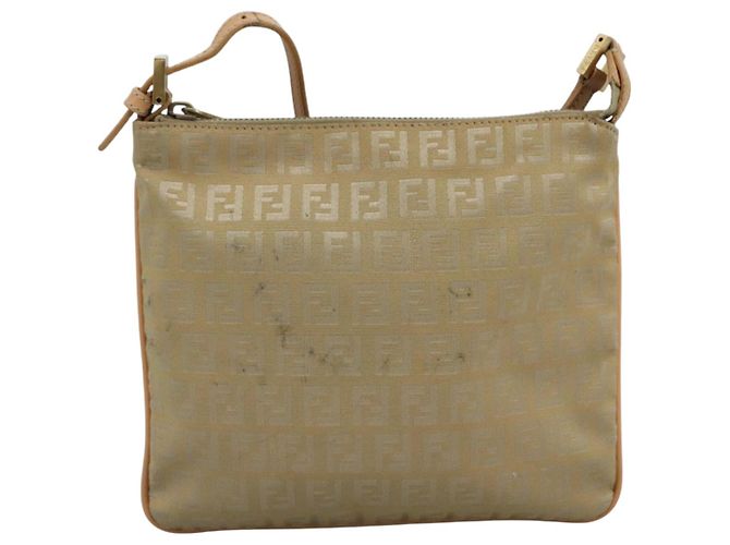 Borsa a spalla in tela Zucchino FENDI beige e oro Auth bs21960 D'oro - vista 13