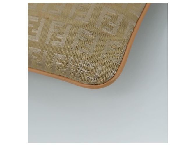 Borsa a spalla in tela Zucchino FENDI beige e oro Auth bs21960 D'oro - vista 16