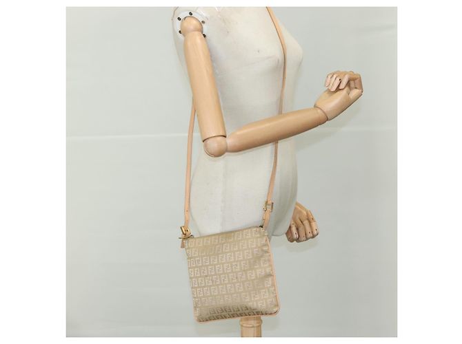 Borsa a spalla in tela Zucchino FENDI beige e oro Auth bs21960 D'oro - vista 22
