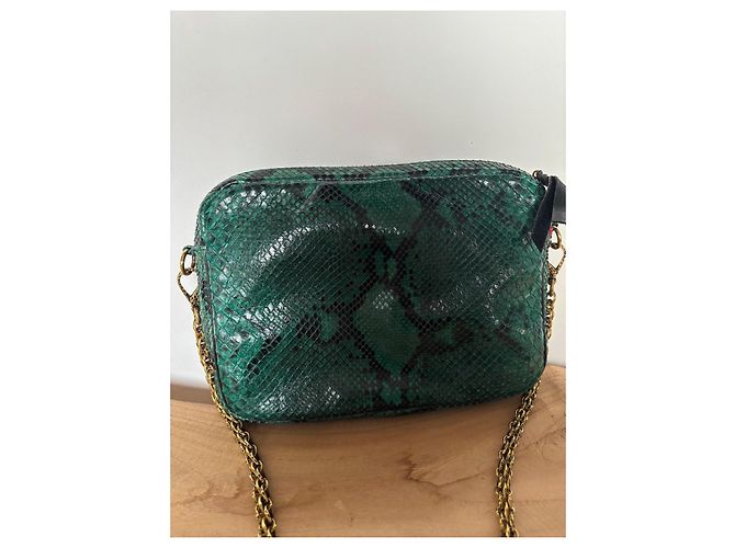 Claris Virot Charly Sac à main en python vert - vue 2