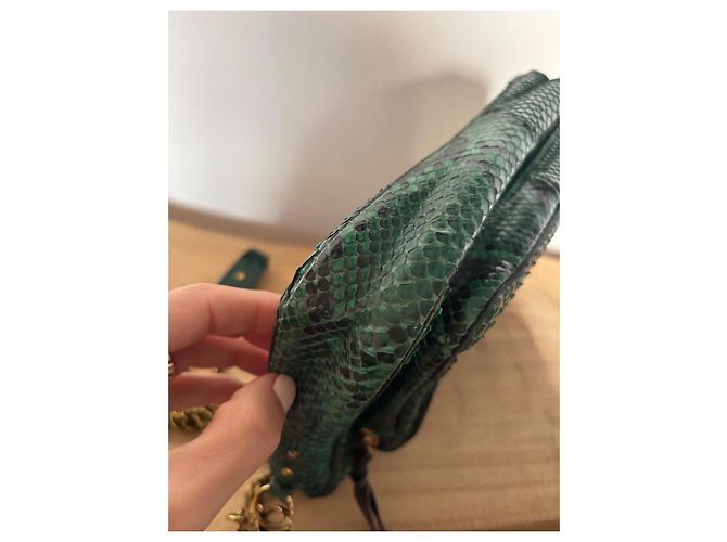 Claris Virot Charly Sac à main en python vert - vue 3