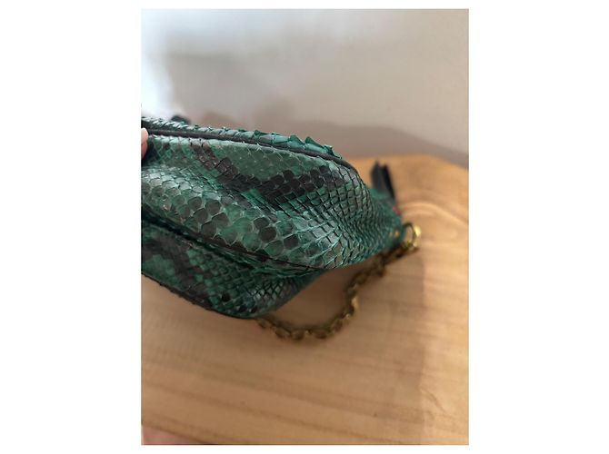 Claris Virot Charly Sac à main en python vert - vue 4