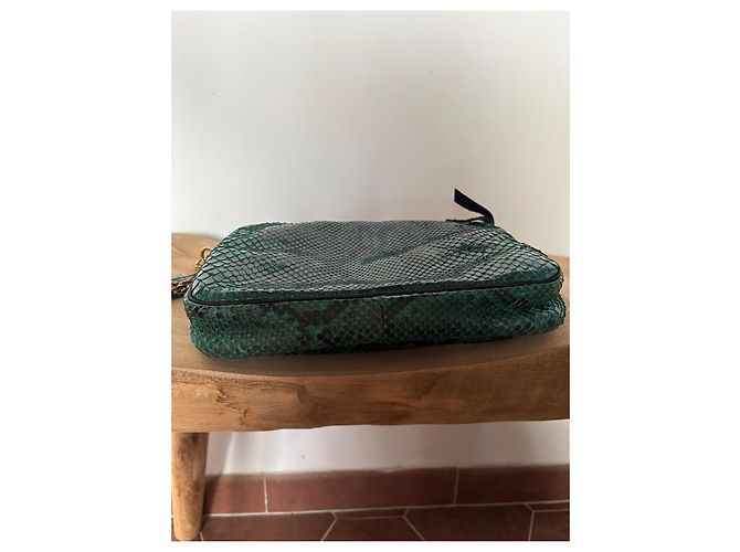 Claris Virot Charly Sac à main en python vert - vue 5