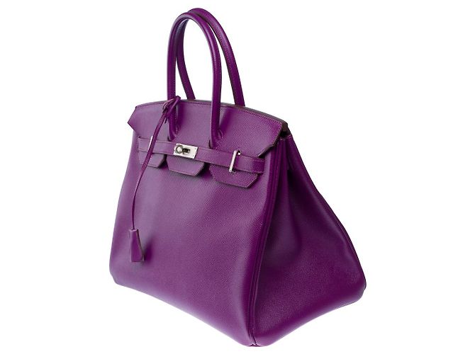 Hermès Sac HERMES Birkin 35 en Cuir Violet - 102471 - vue 5