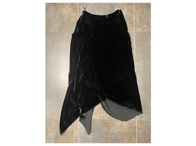 Falda asimétrica de terciopelo Preen By Thornton Bregazzi Negra Negro - vista 4