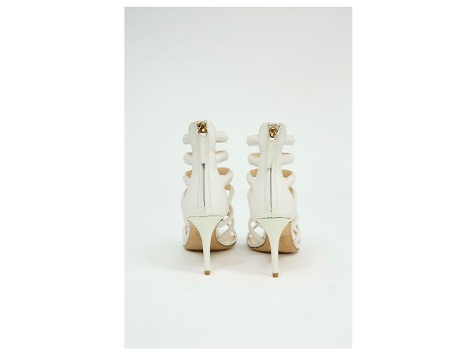 Sandali caged con cinturini Giuseppe Zanotti in pelle bianca Bianco Crudo - vista 10