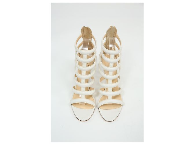 Sandali caged con cinturini Giuseppe Zanotti in pelle bianca Bianco Crudo - vista 12