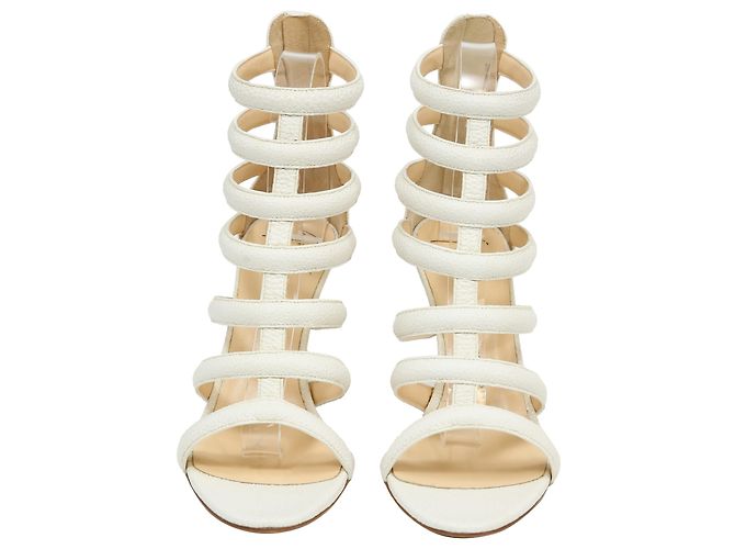 Sandali caged con cinturini Giuseppe Zanotti in pelle bianca Bianco Crudo - vista 2