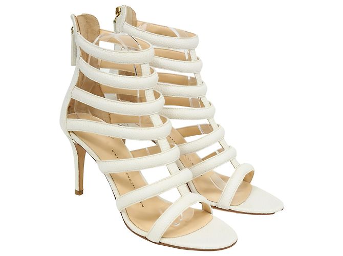 Sandali caged con cinturini Giuseppe Zanotti in pelle bianca Bianco Crudo - vista 4