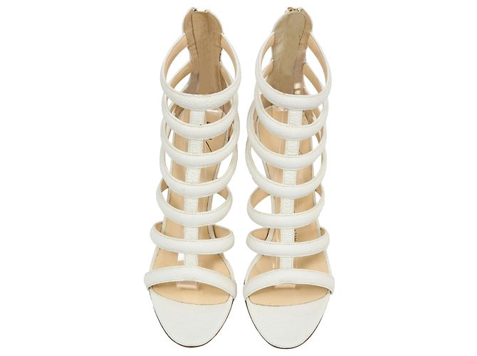Sandali caged con cinturini Giuseppe Zanotti in pelle bianca Bianco Crudo - vista 5