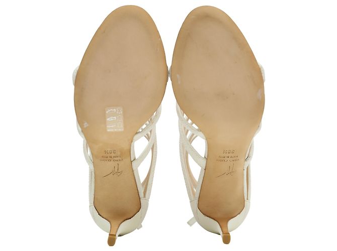 Sandali caged con cinturini Giuseppe Zanotti in pelle bianca Bianco Crudo - vista 6