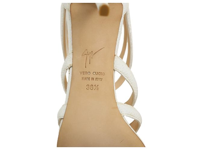 Sandali caged con cinturini Giuseppe Zanotti in pelle bianca Bianco Crudo - vista 7