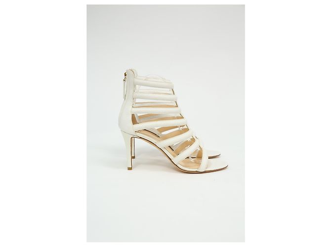 Sandali caged con cinturini Giuseppe Zanotti in pelle bianca Bianco Crudo - vista 8