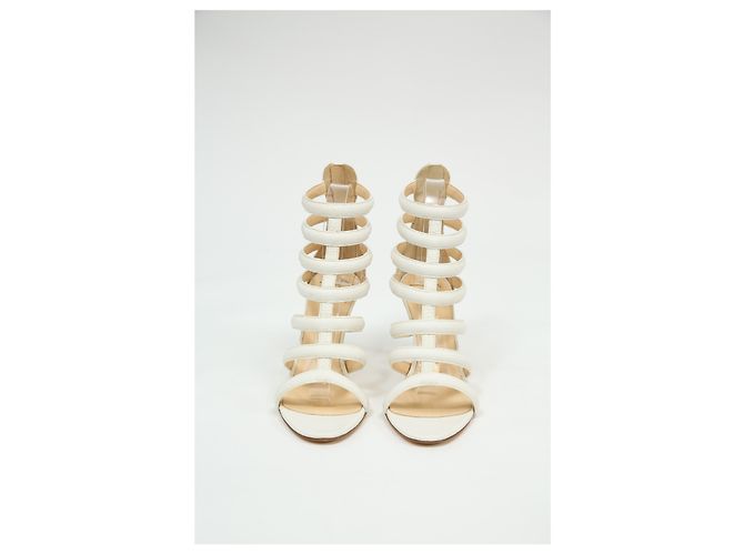 Sandali caged con cinturini Giuseppe Zanotti in pelle bianca Bianco Crudo - vista 9