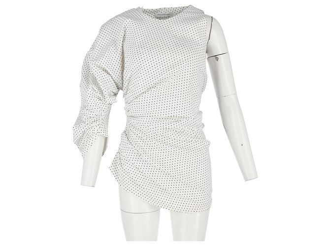 Autre Marque Einärmelige Polja-Punkt geraffte Bluse aus weißer Baumwolle von Christopher Esber - Ansicht 4