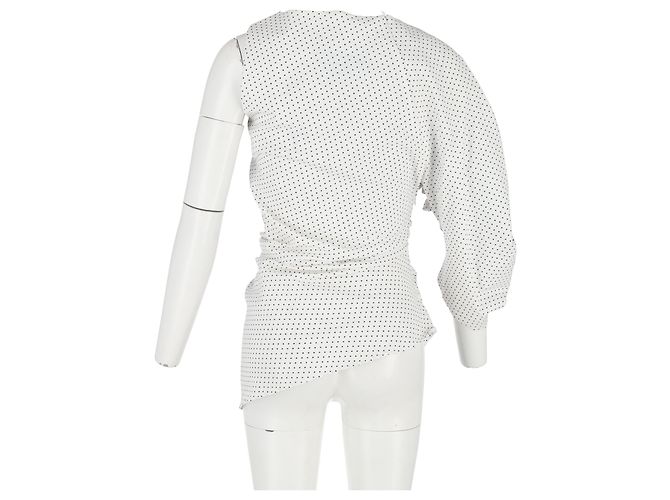 Autre Marque Einärmelige Polja-Punkt geraffte Bluse aus weißer Baumwolle von Christopher Esber - Ansicht 6