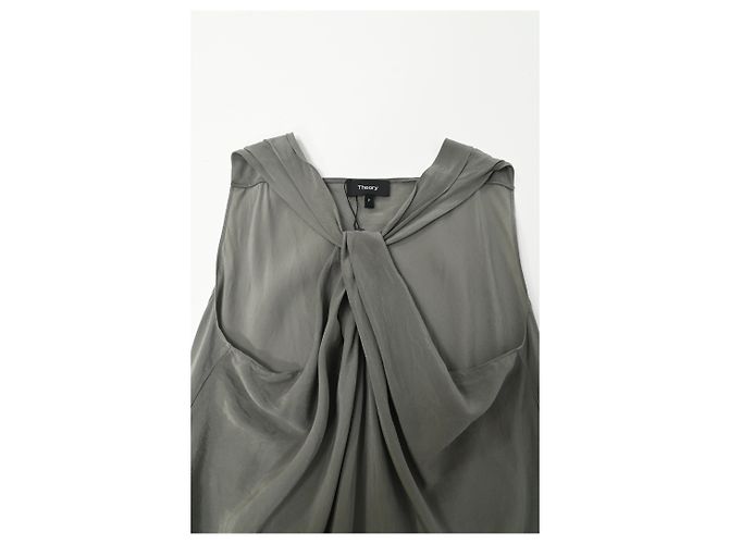 Haut Halter Theory en soie olive Gris - vue 10