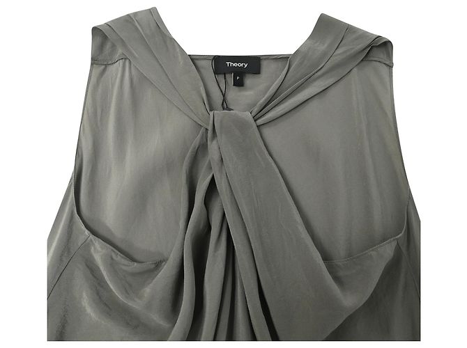Haut Halter Theory en soie olive Gris - vue 5