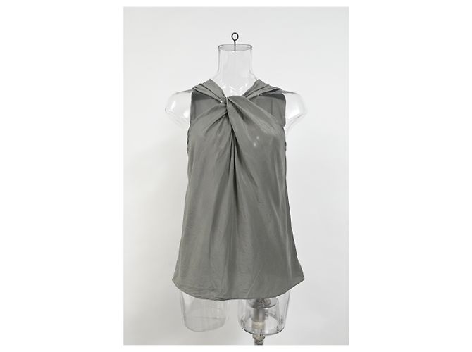 Haut Halter Theory en soie olive Gris - vue 6