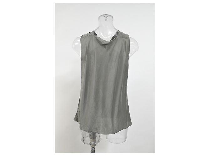 Haut Halter Theory en soie olive Gris - vue 8