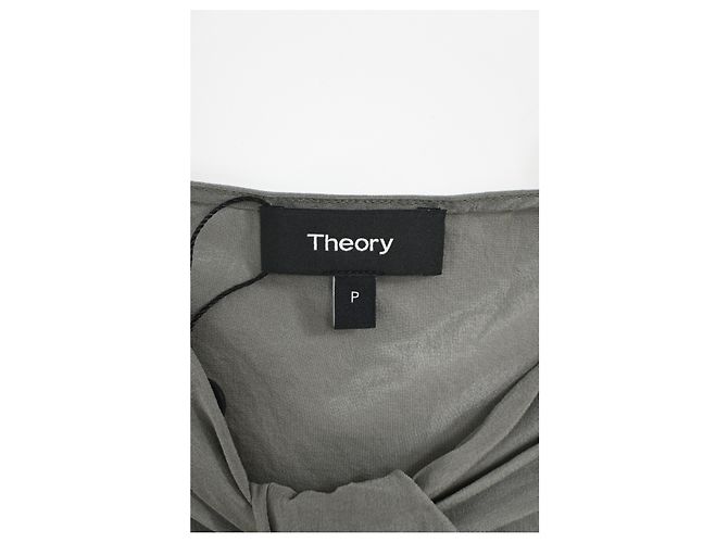 Haut Halter Theory en soie olive Gris - vue 9