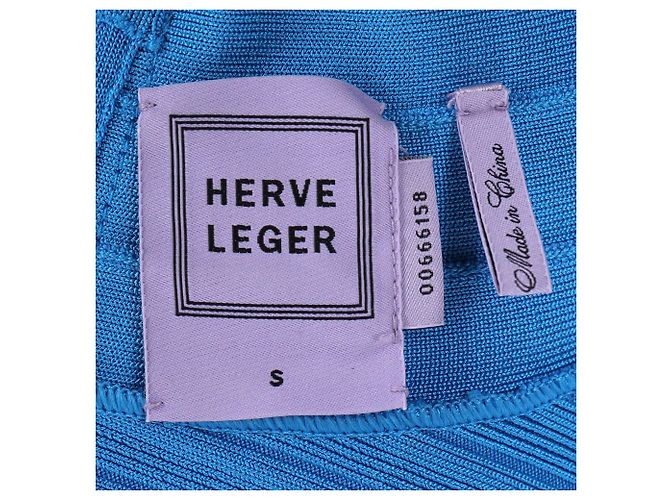 Abito midi a scollo ampio in bandage Herve Leger in rayon blu Blu chiaro - vista 4