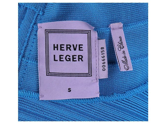 Abito midi a scollo ampio in bandage Herve Leger in rayon blu Blu chiaro - vista 9