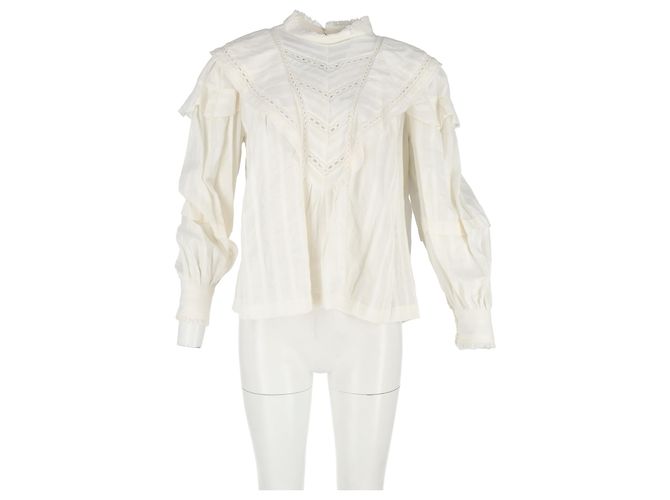 Blusa de manga larga Reign Isabel Marant en algodón blanco - vista 4