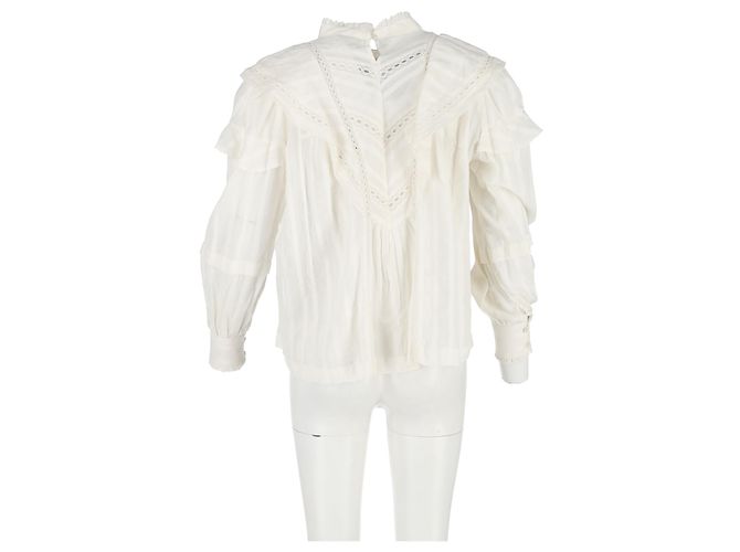 Blusa de manga larga Reign Isabel Marant en algodón blanco - vista 6