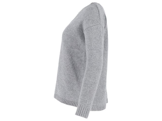 Anine Bing V-Neck Sweater in Grey Wool - view 2