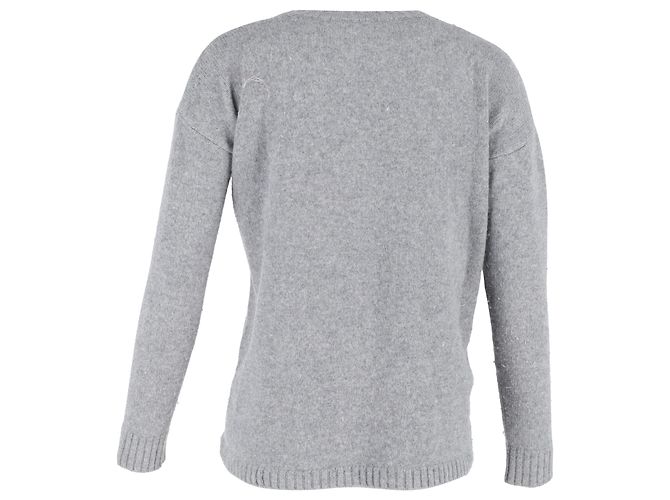 Anine Bing V-Neck Sweater in Grey Wool - view 3