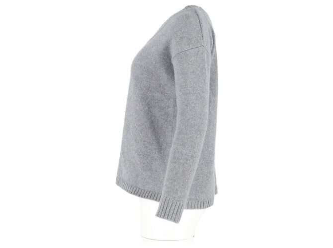 Anine Bing V-Neck Sweater in Grey Wool - view 5