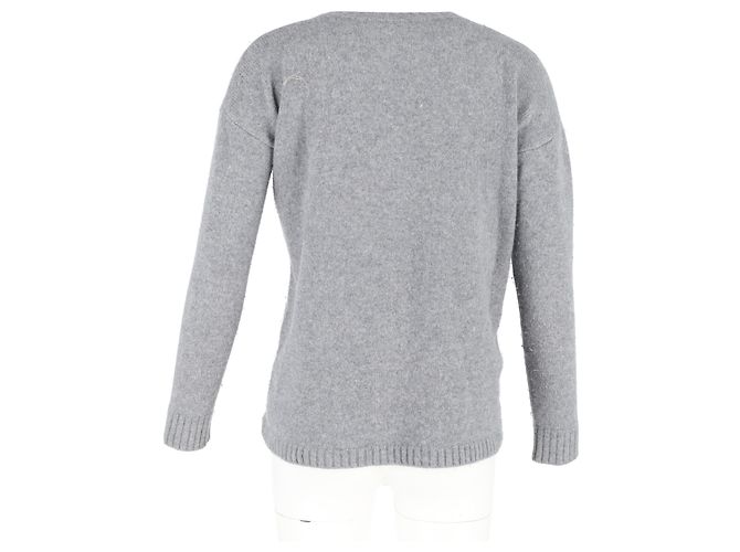 Anine Bing V-Neck Sweater in Grey Wool - view 6