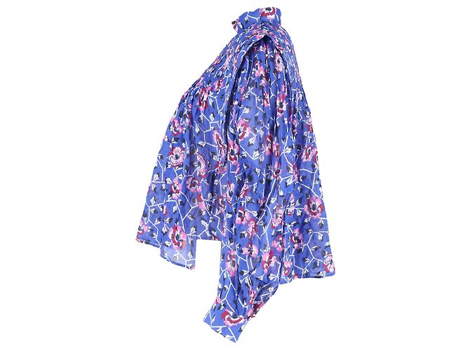 Blusa floral Isabel Marant Étoile Vega en algodón plisado azul eléctrico - vista 2