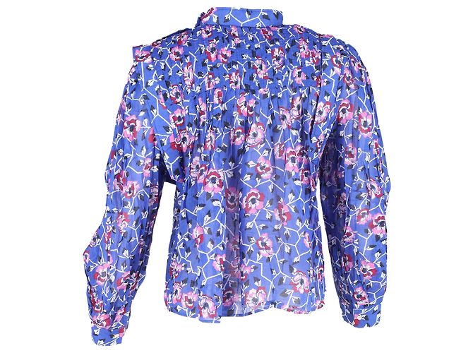 Blusa floral Isabel Marant Étoile Vega en algodón plisado azul eléctrico - vista 3