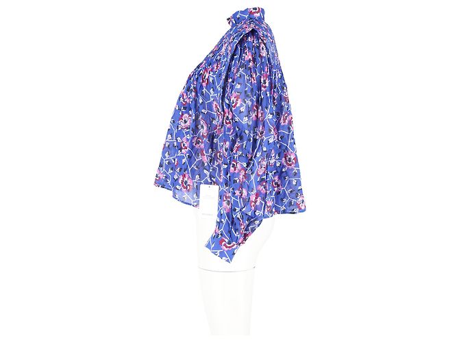 Blusa floral Isabel Marant Étoile Vega en algodón plisado azul eléctrico - vista 5