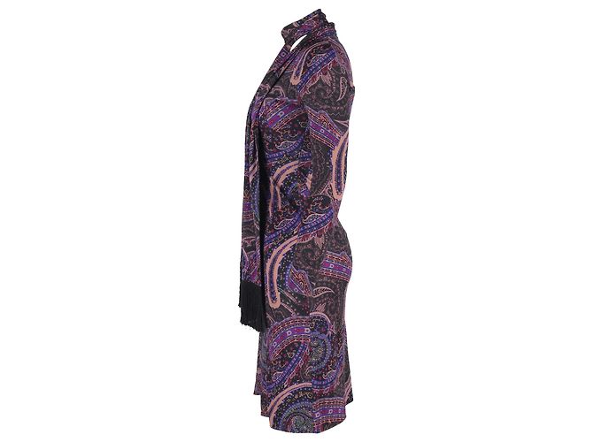 Abito con stampa Paisley Etro con sciarpa in poliestere viola Porpora - vista 2