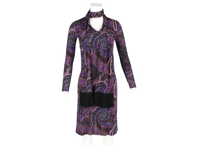 Abito con stampa Paisley Etro con sciarpa in poliestere viola Porpora - vista 4