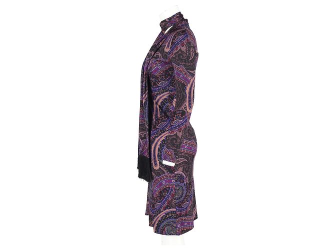 Abito con stampa Paisley Etro con sciarpa in poliestere viola Porpora - vista 5
