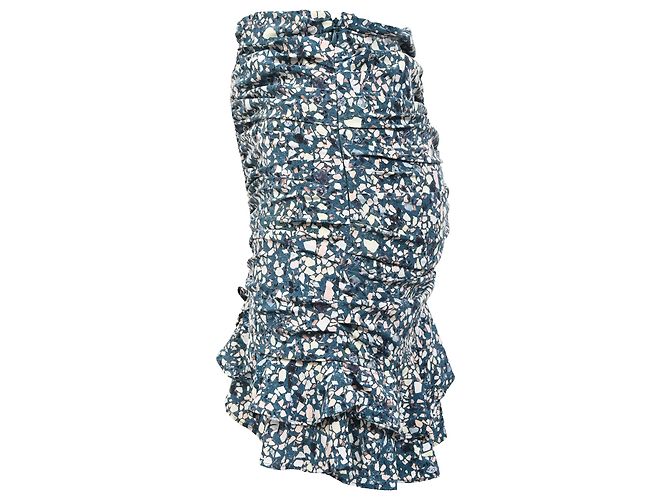 Isabel Marant Rüsch Blumen Minirock aus blauer Polyester - Ansicht 2