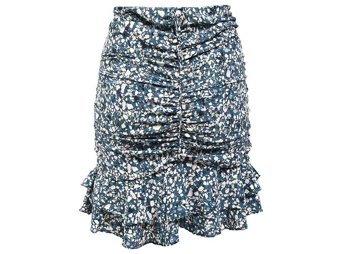 Isabel Marant Rüsch Blumen Minirock aus blauer Polyester - Ansicht 3