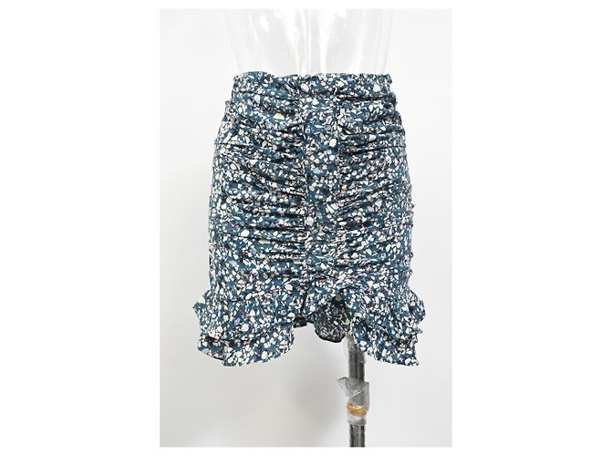 Isabel Marant Rüsch Blumen Minirock aus blauer Polyester - Ansicht 5