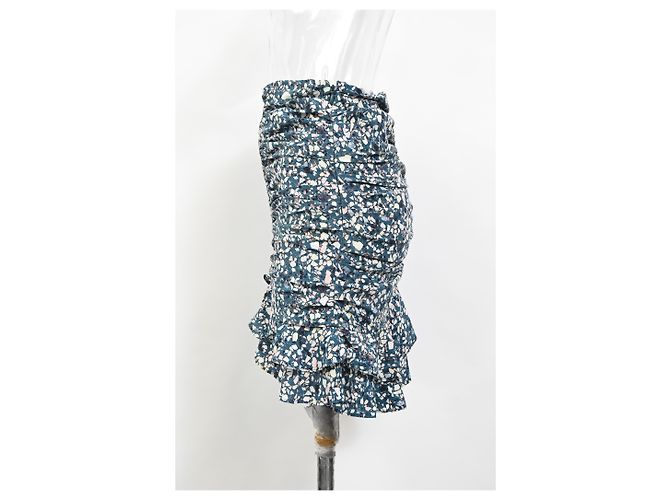 Isabel Marant Rüsch Blumen Minirock aus blauer Polyester - Ansicht 6