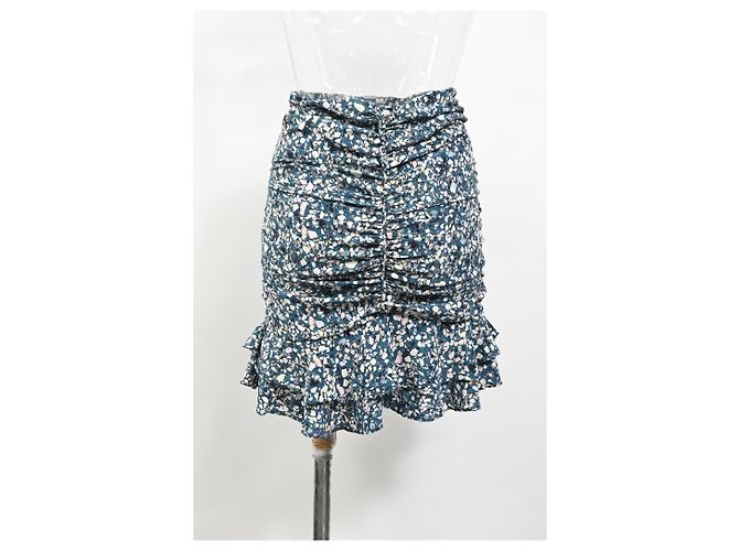 Isabel Marant Rüsch Blumen Minirock aus blauer Polyester - Ansicht 7