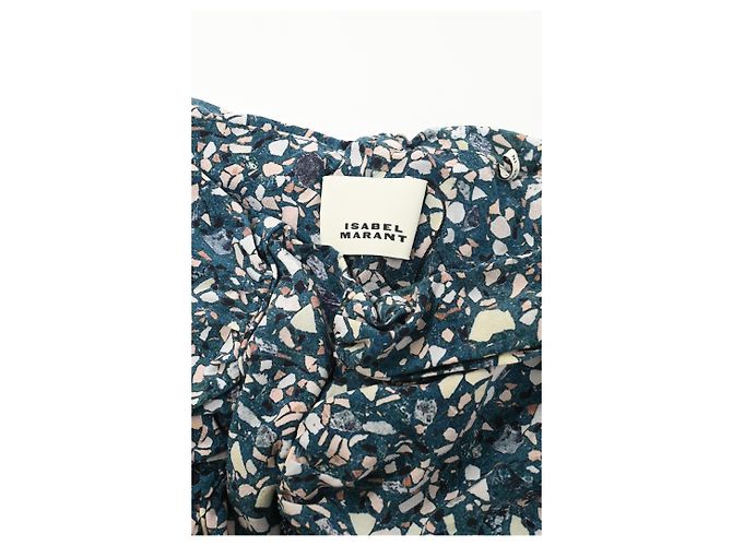 Isabel Marant Rüsch Blumen Minirock aus blauer Polyester - Ansicht 8