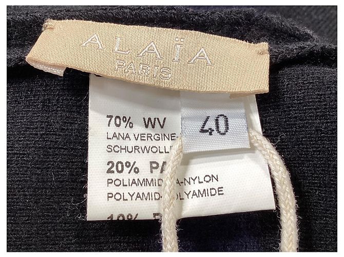 Alaïa Vestido mini de manga longa Alaia em lã virgem preta Preto - vista 10